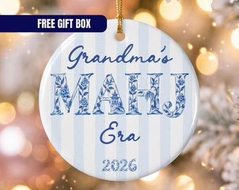 Personalized Mahjong Grandma Ornament, Nana Mimi Gigi Mahjong Gift, Custom Grandmother Christmas Ornament, Mahjong Lover Gift