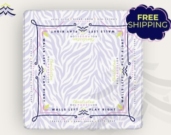 Lavender Zebra Mahjong Mat, Mahjong Table Mat with NMJL Rules, Preppy Mahjong Playing Mat, Non Slip Mahjong Gift