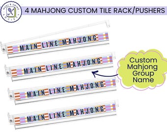 Custom Acrylic Mahjong Rack Pusher | Mahjong Accessory | UV Printed Tile Pusher w Card Holder | Unique Mahjong Gift for Players