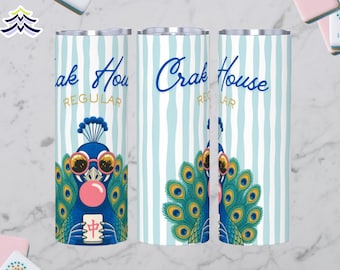 Mahjong Crak House Regular Tumbler 20oz | Skinny Insulated Cup with Straw | Mahjong Gift | Preppy Pink Cup | Mahjong Lover Gift