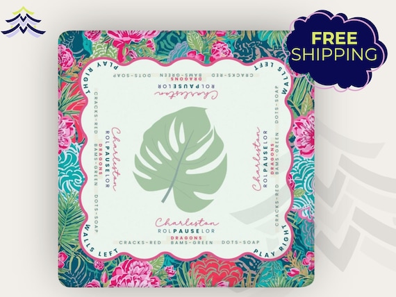 American Mahjong Teaching Mat, Tropical Floral Beginner Mahjong Mat, Charleston Guide Play Direction Mat 31.5”