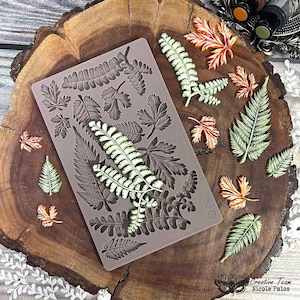 Molde de silicona con forma de hoja, resina botánica, bandeja para fondant con forma de helecho, forma de planta tropical, suministros para manualidades de la naturaleza, herramienta de cocina flexible para hornear chocolate