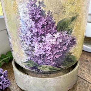 Handmade Planter Pot Saucer Set Farmhouse Style Shabby Chic Cottage Home Kitchen Windowsill Herb Garden Succulent Holder Spring Flower