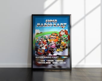 Super Mario Kart Poster | Super Mario Kart Print | Gaming Poster | Video Game Poster | Video Game Print | Wall Decor Poster | Gaming Decor