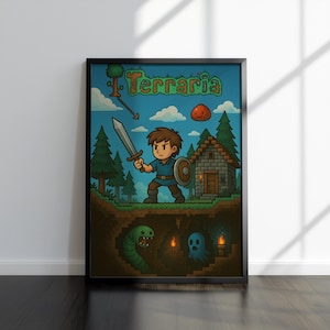Terraria Poster | The Terrarian Artwork | High Quality Prints | Gaming Poster Artworks | Video Game Poster | Wall Decor Poster | Gamer Gifts