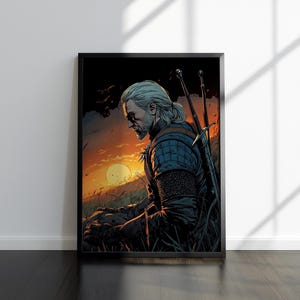 Geralt of Rivia Artwork | The Witcher 3 Print | Gaming Artwork | Video Game Poster | Video Game Print | Wall Decor Poster | Gaming Decor