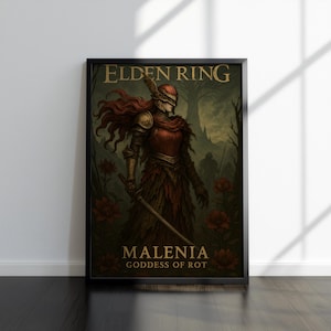 Poster di Elden Ring / Opera d&#39;arte di Malenia / Stampe di alta qualità / Poster di videogiochi / Poster di videogiochi / Decorazioni da parete / Regali per giocatori