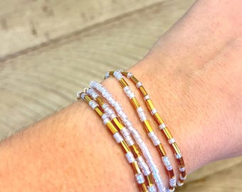 Purple Power five piece stackable beaded bracelets