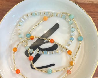 Fire and Ice 3 piece beaded bracelet stack