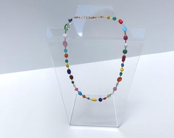 Rainbow glass beaded necklace
