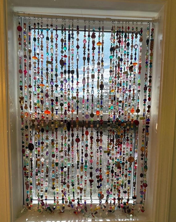 Handmade Rainbow Beaded Curtains (8 strands)