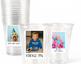 Personalized Photo Cups: Custom Birthday, Wedding, Graduation Party Drinkware (Set 20)