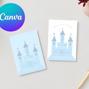 Invitation d'anniversaire au château (modèle de fille modifiable sur Canva) Invitation numérique