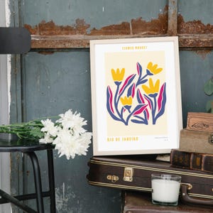 Rio de Janeiro Flower Print Retro Design (Flower Market) / Digital Print / Poster / Tropical / Brazil / South America