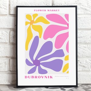 Dubrovnik Flower Print Retro Design (Flower Market) / Digital Print / Poster / Croatia / Mediterranean