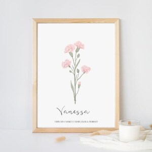 Personalisierter Geburtsblumendruck mit Namen / Digitaldruck / Postkarte / Poster / Baby / Karte / Familie / Babyparty