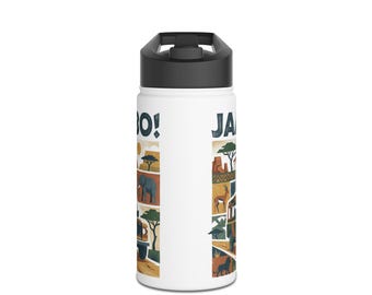 Jambo Safari Collage Edelstahl Trinkflasche | Tansania Wildtierreisen