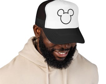 Sparkle Mickey Mouse Head Foam Trucker Hat | Glitter Outline Cap