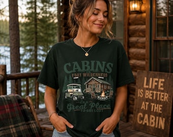 Cabins at Fort Wilderness T-Shirt | Vintage Cabin Scene Camping Tee