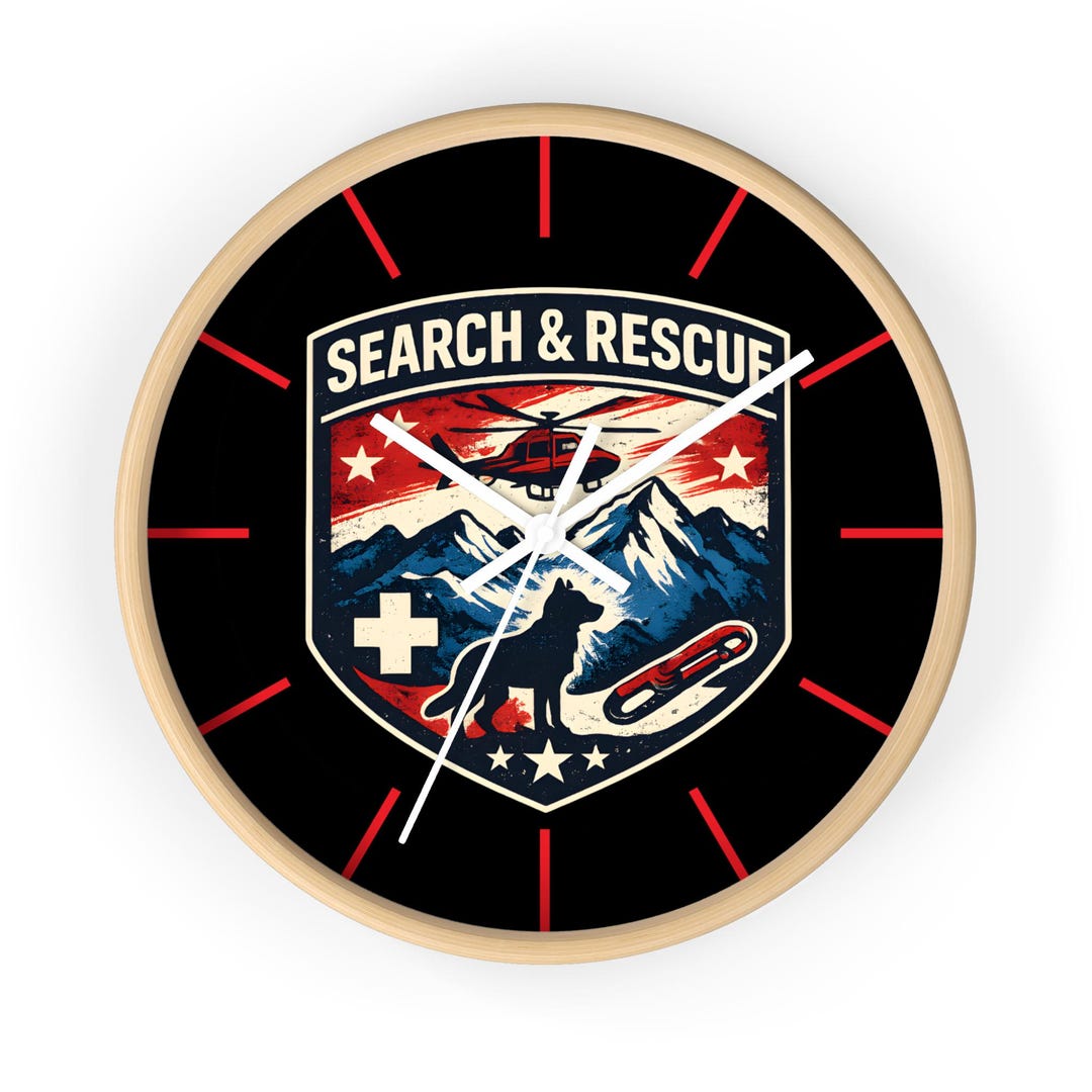 Mount Rescue Wall Sticker Search and Rescue Wall Clock | Mountain Rescue Team Emblem Home Decor ...