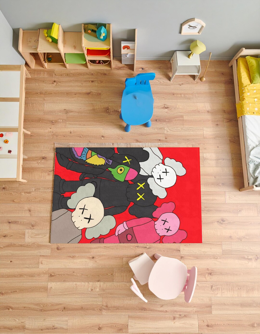 Kaws Rug Pink KAWS Inspired Rug, Cartoon, Pop Art, Designer Rug - Etsy