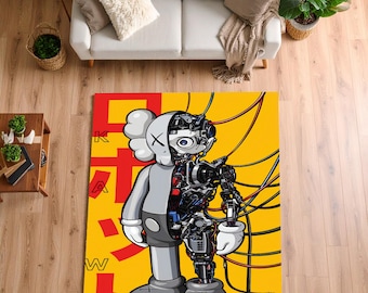 Kaws Robot Rug, Pop Art, Designer, Living Room, Bedroom Rug