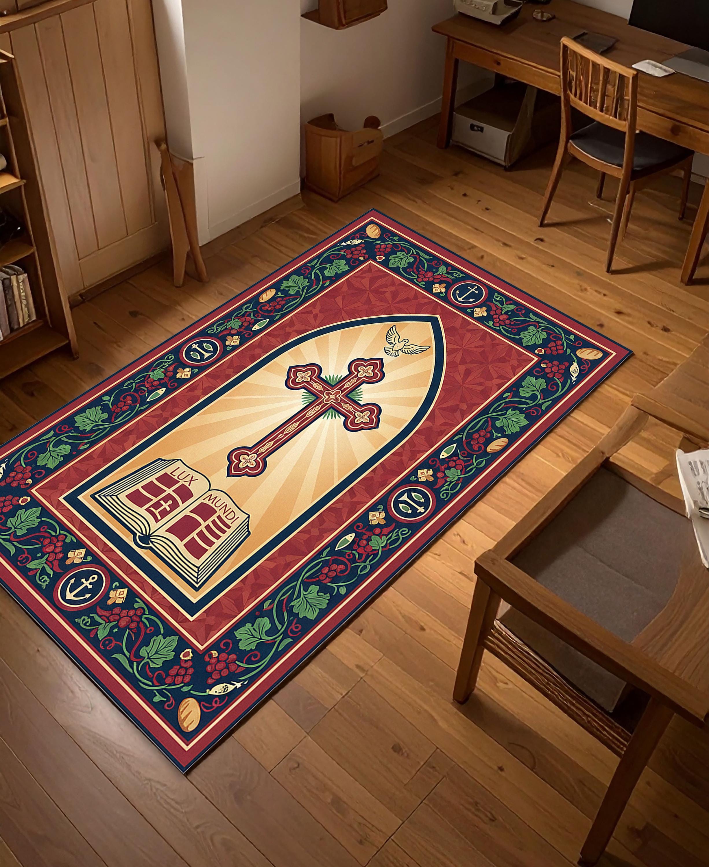 Christian Cross Prayer Rug – Lux Mundi Bible & Dove Design - Etsy