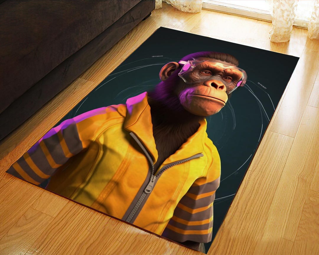 Cyber Rug Cyber Monkey Design Rug, Neon Sci-fi Gamer Room Decor - Etsy