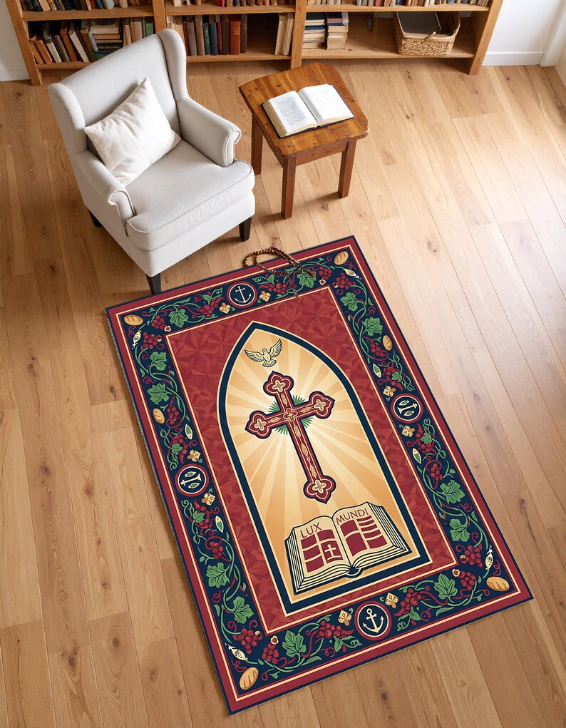 Christian Cross Prayer Rug – Lux Mundi Bible & Dove Design - Etsy