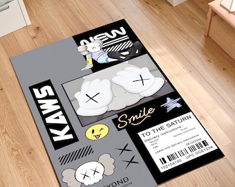 Tapete inspirado em KAWS, tapete artístico de designer, decoração da cultura pop