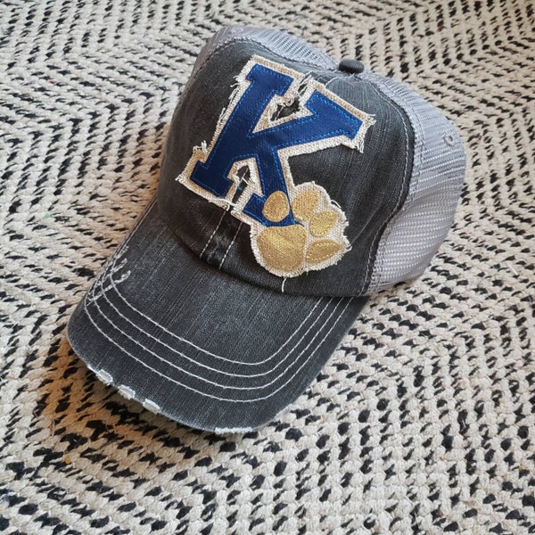 Custom High School hat, school baseball cap, trucker hat, personalized distressed hat