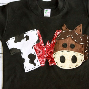 barnyard birthday shirt, two, horse, 2nd, t shirt, barn yard, farm theme, boy image 1