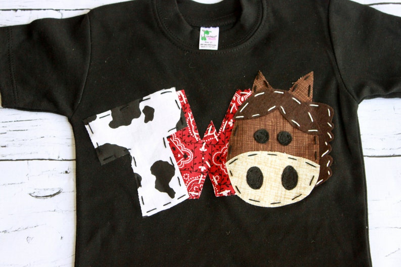 barnyard birthday shirt, two, horse, 2nd, t shirt, barn yard, farm theme, boy image 1