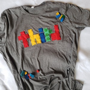 3rd grade Building blocks birthday shirt, third grade teacher shirt, six 6th birthday theme, building blocks party, raglan
