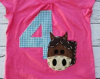 Horse birthday shirt, 4 barnyard birthday shirt, three, horse, 4th, t shirt, barn yard, farm theme, boy black shirt