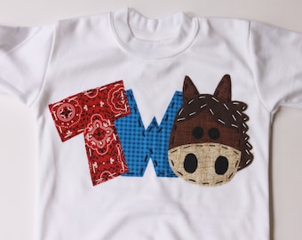 barnyard birthday shirt, two, horse, 2nd,  t shirt, barn yard, farm theme, boy