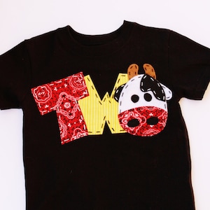 barnyard birthday shirt, two, cow, 2nd, t shirt, barn yard, farm theme, boy black shirt image 4