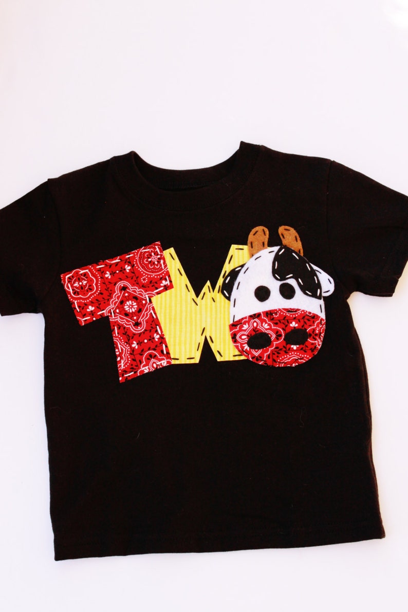 barnyard birthday shirt, two, cow, 2nd, t shirt, barn yard, farm theme, boy black shirt image 4