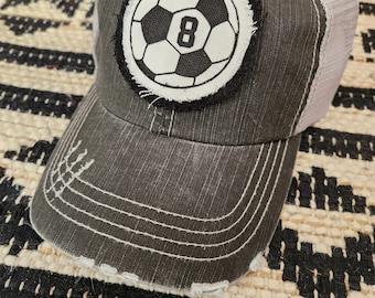 Custom Soccer Mama Hat: Personalized Jersey Number Distressed Cap