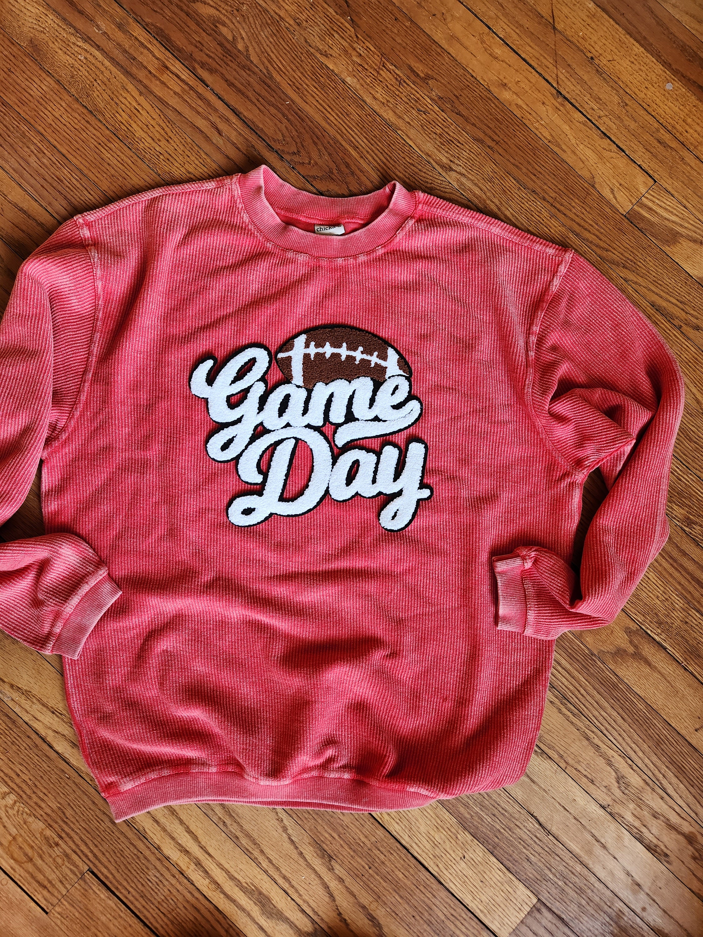 Game Day Sweatshirt Corded Chenille Patch Sweater Etsy