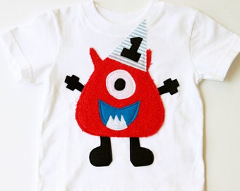 Chemise d'anniversaire monstre, 1, 2, 3, 4, garçon, rouge, accessoire photo, thème de fête monstre