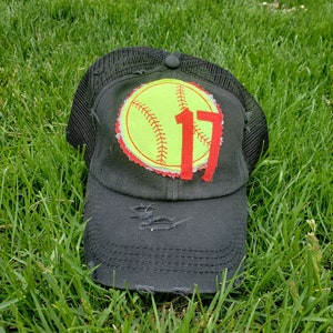 Customized Softball Mom applique Cap, Choose your #, Fun Baseball Cap, Customized Baseball Mom Hat, Sports Mom Cap, baseball Bling