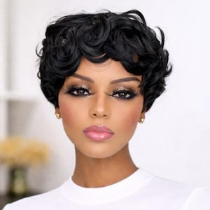 Pixie Wig Short Curly Wig Fringe Adjustable Glueless