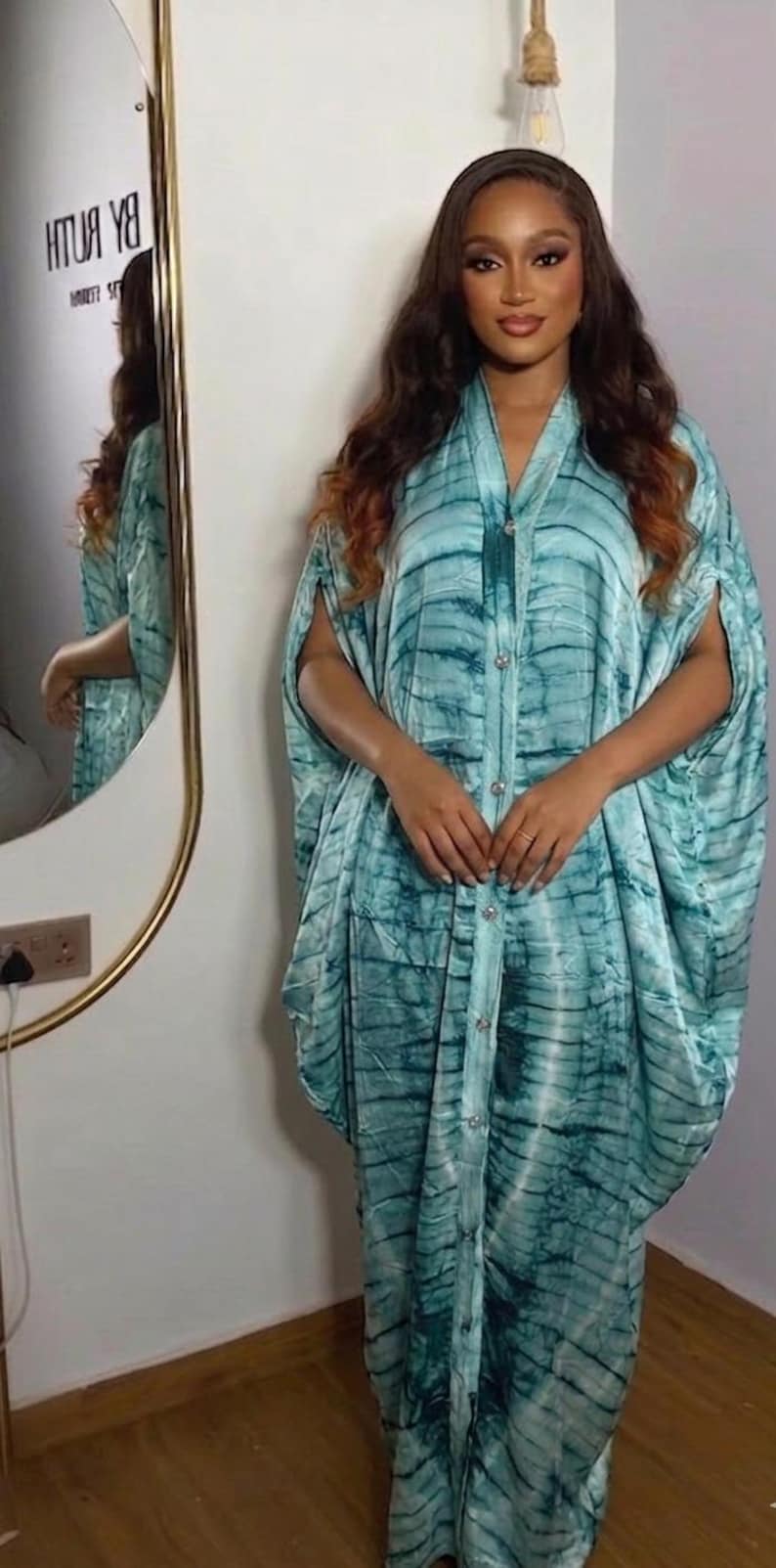 Muumuu Batik Adire Maxi Dress, Hand-dyed African Print Abaya Kaftan ...