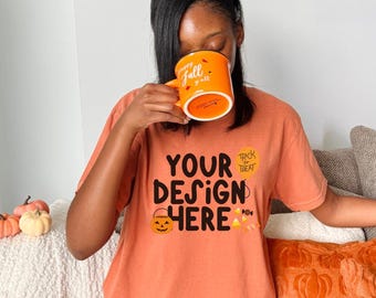 C1717 Yam Fall Mockup for Halloween Tshirt Mockup for Comfort Colors 1717 Autumn Mockup Real Model Shirt Mockup CC1717 Yam Lifestyle Mockup