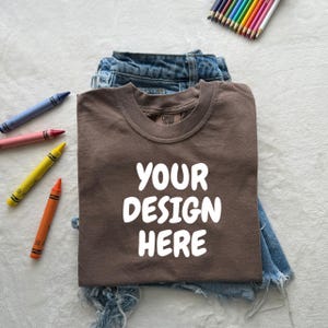 C1717 Espresso Back to School Mockup Folded Tshirt Mockup Espresso Comfort Colors Mockup c1717 Minimalist Mockup Espresso Shirt Flat Lay