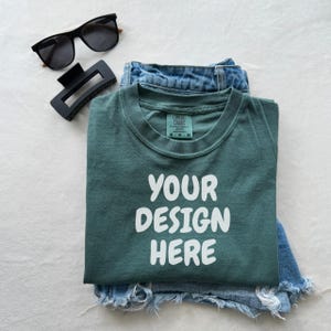 C1717 Blue Spruce Mockup Flat lay Tshirt Mockup Comfort Colors Mockup c1717 Blue Spruce Mockup Comfort Colors 1717 Blue Spruce T-shirt Flat