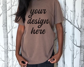Comfort Colors 1717 Espresso Mockup Fall Tshirt Mockup Comfort Colors Lifestyle Mockup Real Model Mockup C1717 Espresso Mockup Brown Shirt