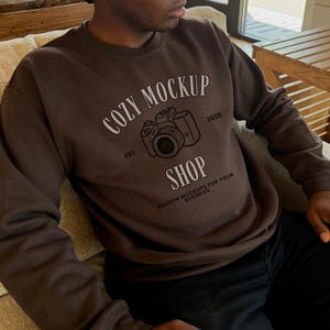 Gildan 18000 Dark Chocolate Mockup Male Model Gildan Sweatshirt Mockup Brown Gildan 18000 Dark Chocolate Mockup Gildan 18000 Crewneck mockup