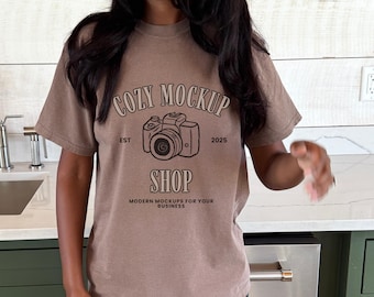 Comfort Colors 1717 Espresso Mockup Fall Tshirt Mockup Comfort Colors Lifestyle Mockup Real Model Mockup C1717 Espresso Mockup Brown Shirt